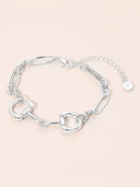 Silver Metal Horsebit Link Bracelet